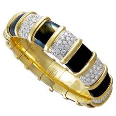 Tiffany & Co. Jean Schlumberger Enamel Diamond Gold Bangle Bracelet 2