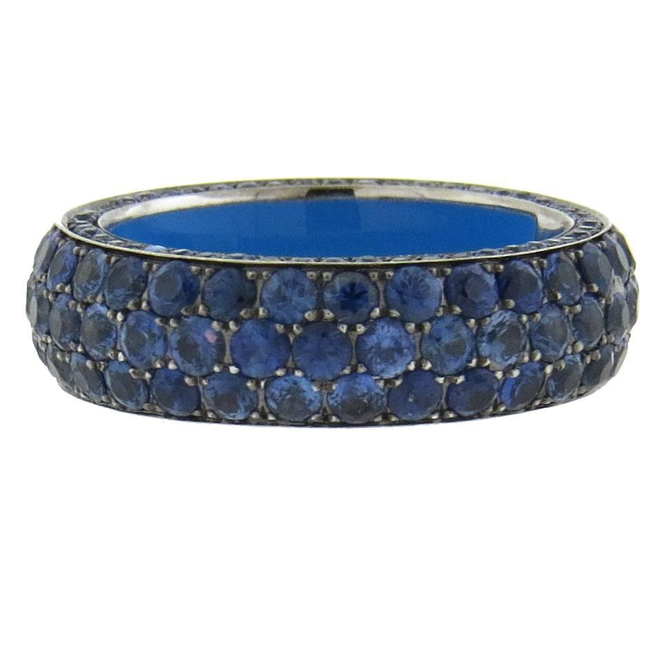Marco Valente Blue Sapphire Gold Band Ring