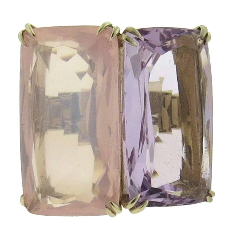 H.Stern Cobblestone Amethyst Rose Quartz Fancy Diamond Gold Ring 