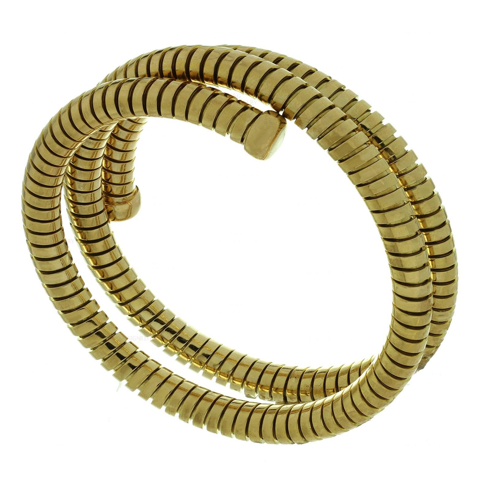 1980s Bulgari Tubogas Gold 3-Row Flexible Bracelet