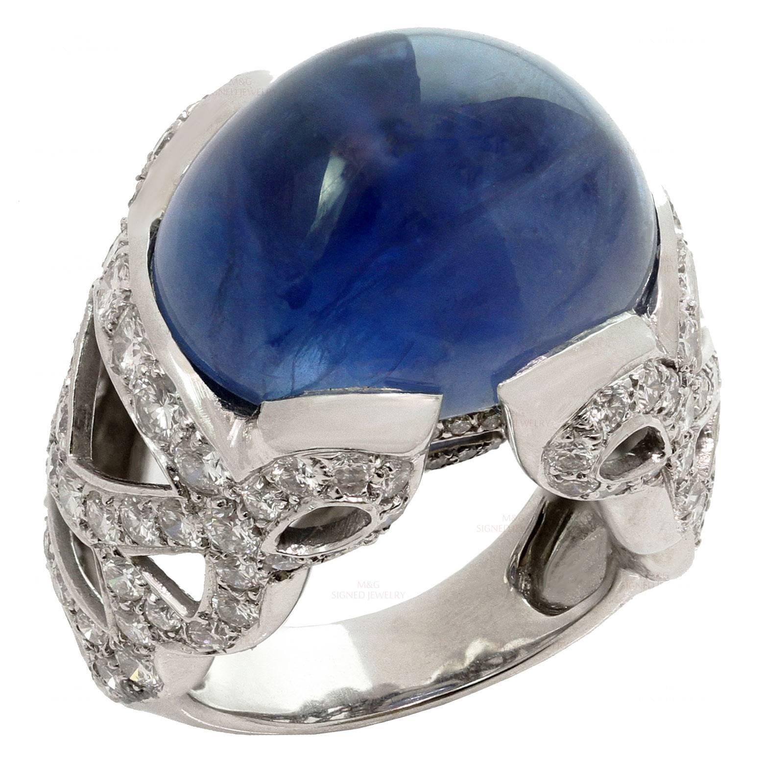 Natural Blue Sapphire Diamond Gold Dome Ring