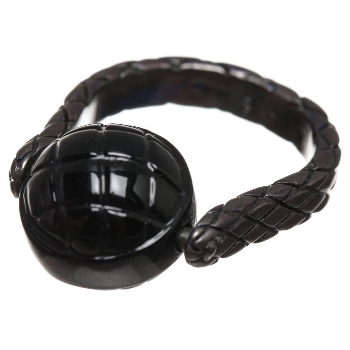 Bottega Veneta Black Spinning Ball Ring For Sale