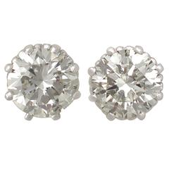 1950s 4.10 Carats Diamonds Gold Stud Earrings