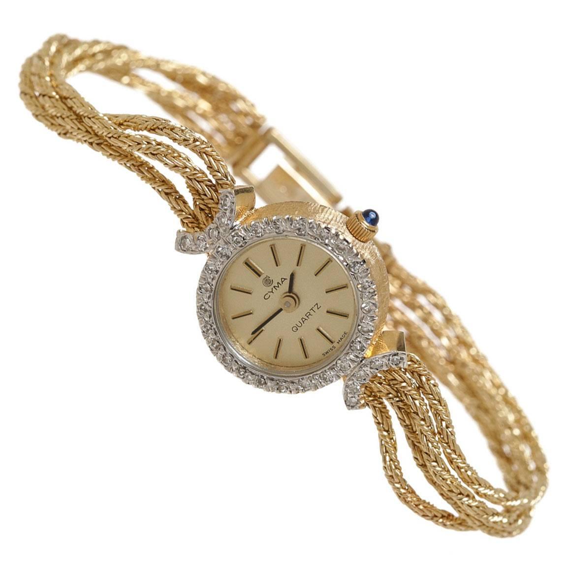 Gold-Diamant-Uhr von CYMA im Angebot