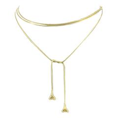 Tiffany & Co. 50 Inch Long Gold Lariat Necklace Bone End