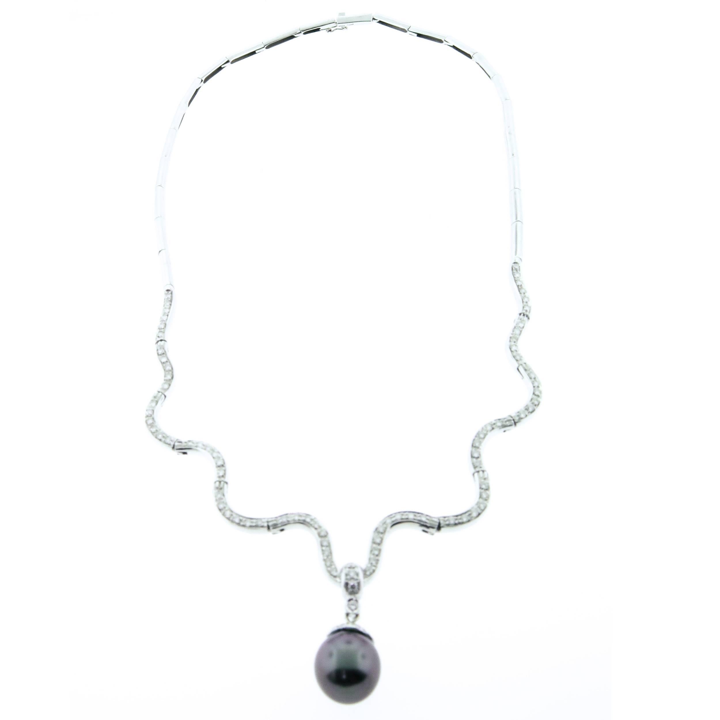 Tahitian Pearl Diamond Gold Drop Necklace