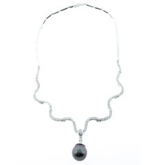 Tahitian Pearl Diamond Gold Drop Necklace