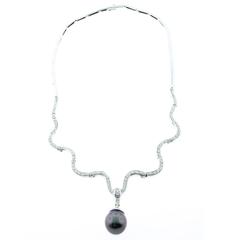 Tahitian Pearl Diamond Gold Drop Necklace 4