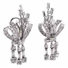 Diamond Platinum Pendant Drop Earrings 12