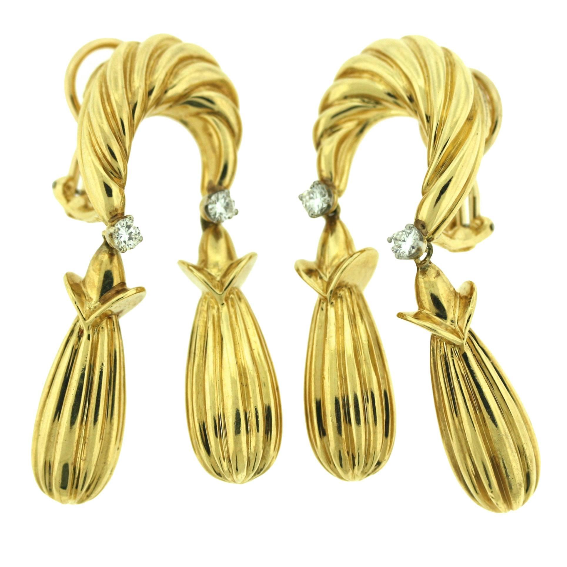 Tiffany & Co. Diamond Gold Earrings For Sale