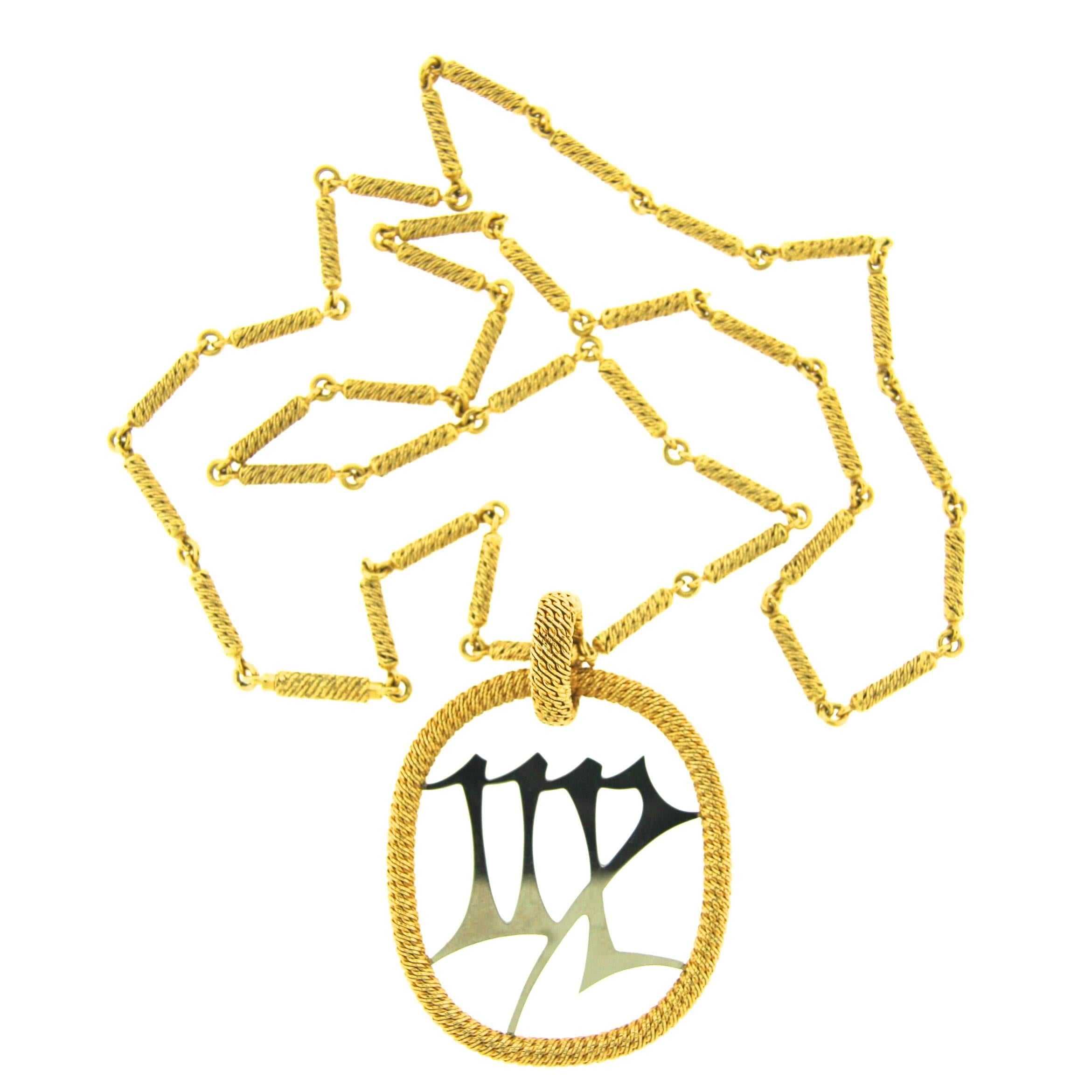 Georges L'Enfant Gold Virgo Zodiac Pendant Necklace For Sale