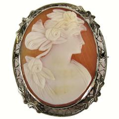 Antique Cameo Gold Brooch Pendant 11