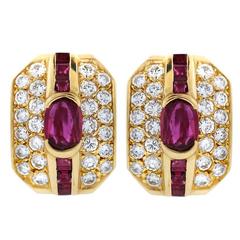 Ruby Diamond Gold Earrings