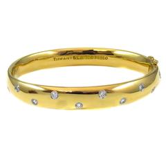 Tiffany & Co. Diamond Gold Platinum Etoile Bangle Bracelet