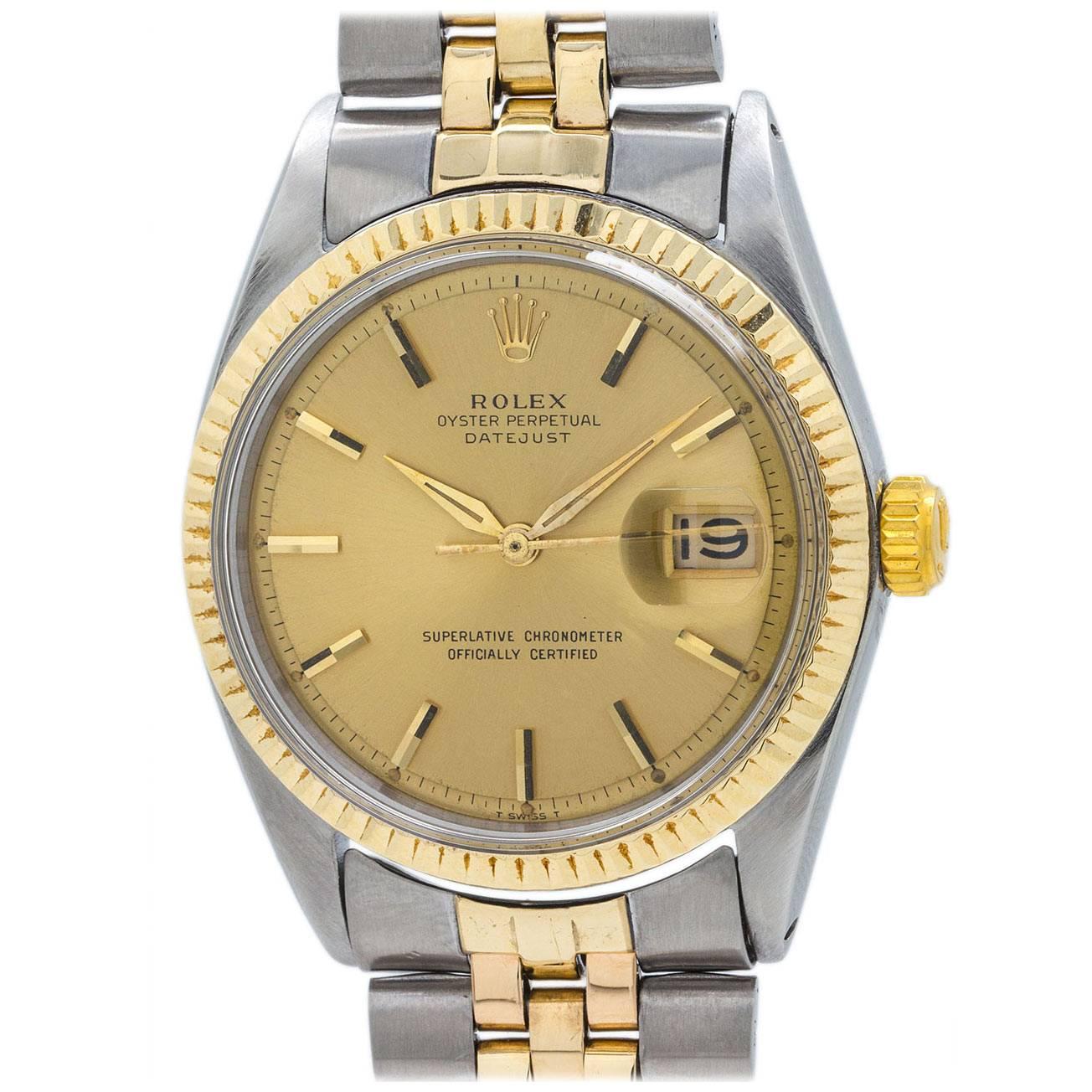 Rolex Steel and Yellow Gold Datejust Wristwatch ref 1601 circa 