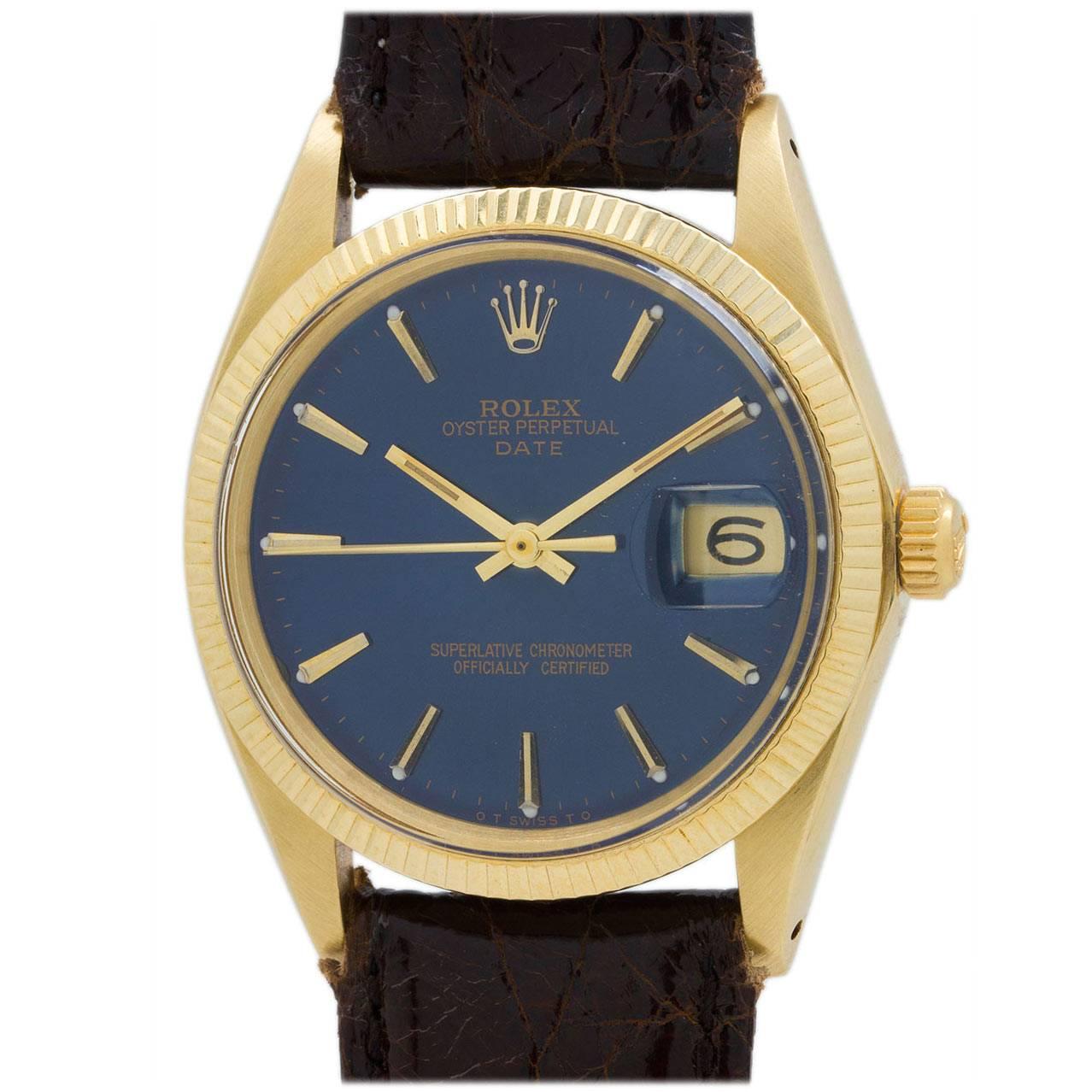 Rolex Yellow Gold Oyster Perpetual Date Wristwatch ref 1503 Custom Dial