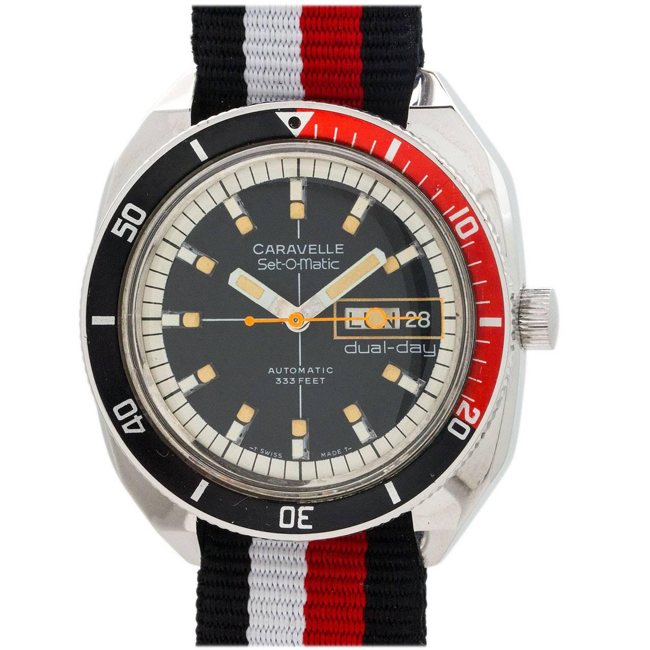 Bulova Caravelle Set-O-Matic Automatic Diver’s Dual Date Wristwatch circa 1976