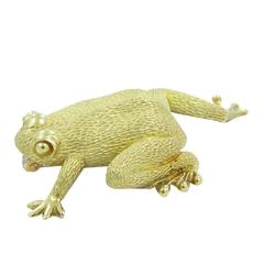 Henry Dunay Gold Frog Pin Brooch 10