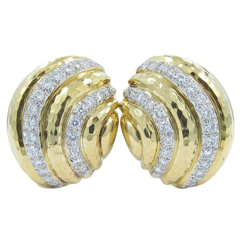 Andrew Clunn Diamond Gold Earrings For Sale