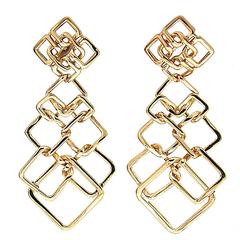 Valentin Magro Small Version Gold Cushion Link Interlocking Dangle Earrings