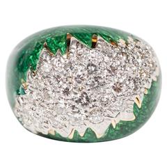 Mid-Century David Webb Enamel, Diamond, Gold and Platinum Ring 7