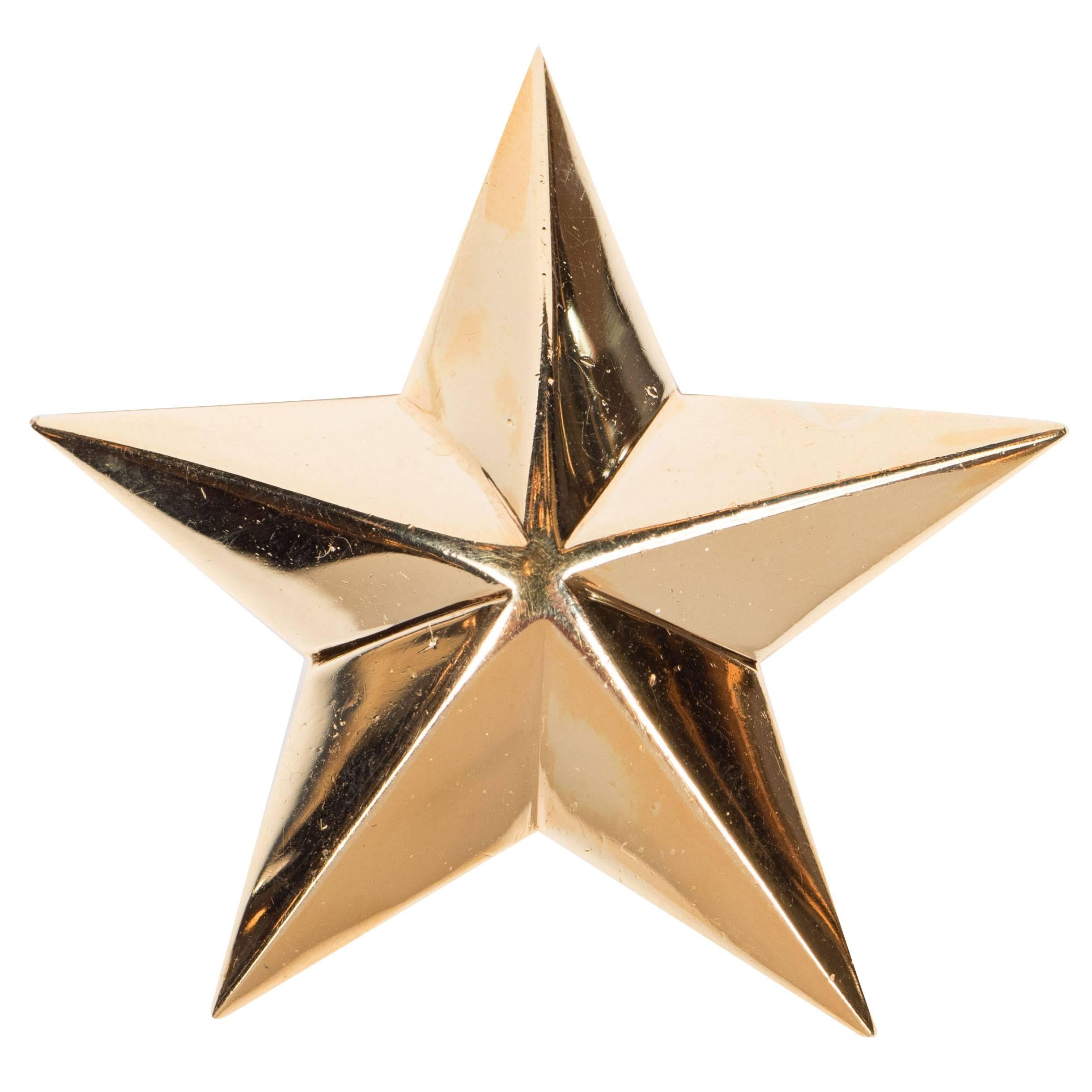 Mid-Century Modernist 18 Karat Gold Star Brooch by Demner For Sale