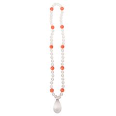 Magnificent Mid-century Rock crystal and Coral Necklace