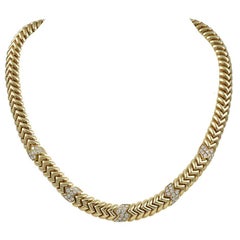 Bulgari Spiga Diamond Gold Necklace