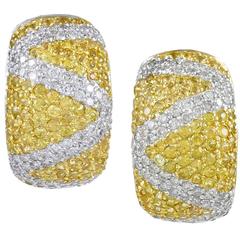 Brilliant Yellow Sapphire Diamond Gold Earrings