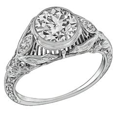 Antique 1.24 Carat GIA Cert Diamond Gold Engagement Ring