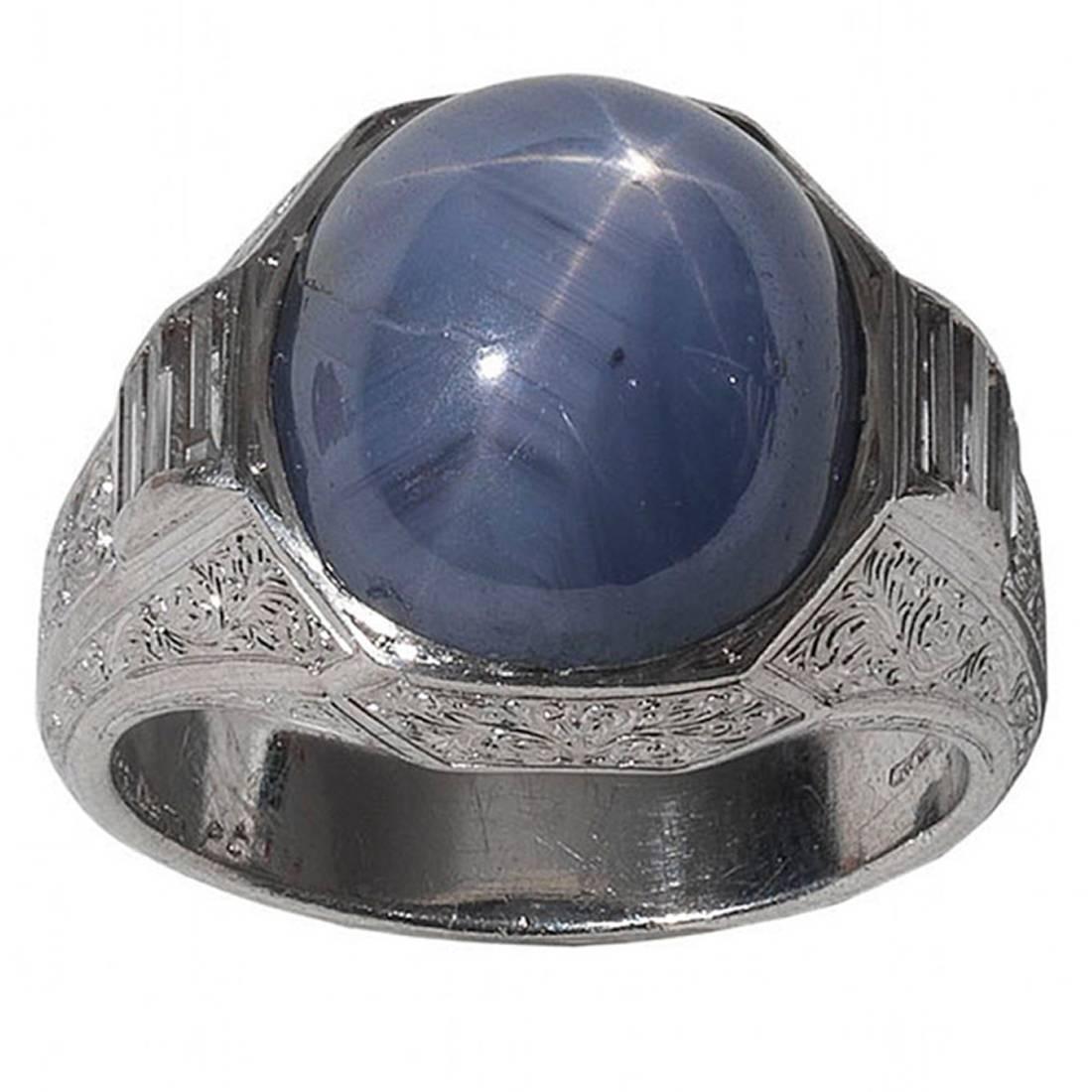 Buccellati Star Sapphire Diamond Platinum Ring