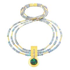 Phenomenal Lightning Ridge Black Opal Diamond White Opal Multistrand Necklace 5