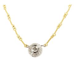 Stambolian 0.35 carat Center Diamond Gold Pendant with Link Chain Necklace