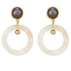 Fouche Labradorite Horn Hoop Earrings