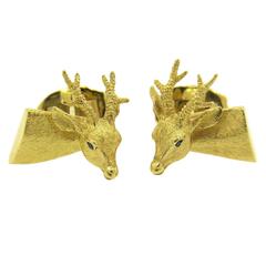 Tiffany & Co. Whimsical Sapphire Gold Deer Cufflinks