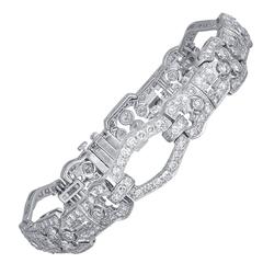 Art Deco 6.50 Carats Diamonds Platinum Bracelet