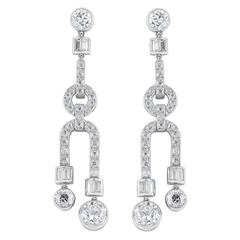 3.13 Carats Diamond Platinum Drop Earrings 10