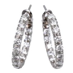 Harry Winston Diamond Platinum Hoop Earrings