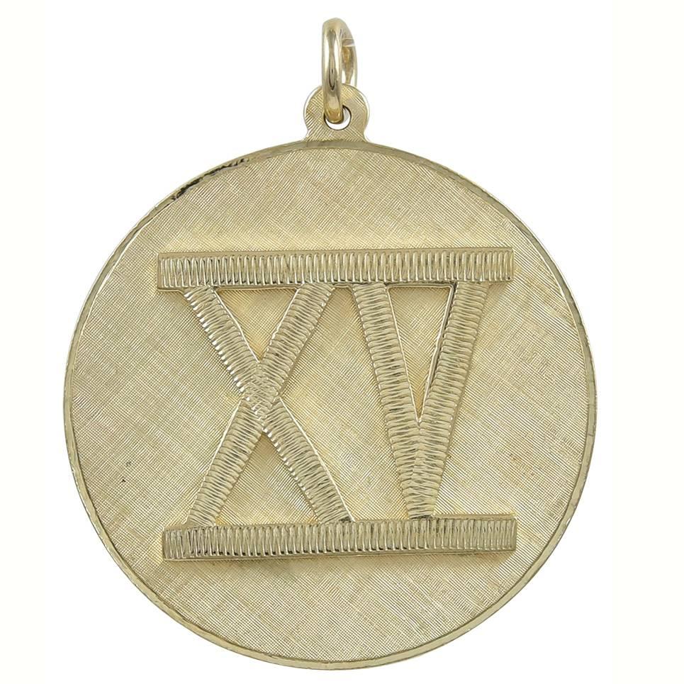 Large XV Gold Charm/Pendant For Sale