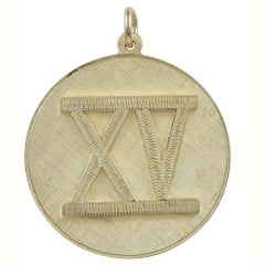 Vintage Large XV Gold Charm/Pendant