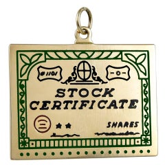 Vintage Stock Certificate Gold Pendant Charm