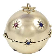 Antique Gemset Gold Ball Locket