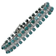 Turquoise Diamond Gold Platinum Bracelet
