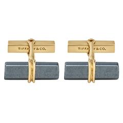  Tiffany & Co. Hematite Gold Cufflinks