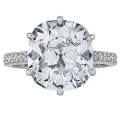 Art Deco Cushion Cut 6.31 Carat Diamond Platinum Engagement Ring