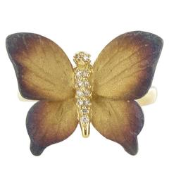 Realist Enamel Diamond Gold Butterfly Ring 4