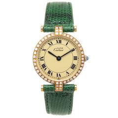 Vintage Cartier Vermeil Diamonds Vendome Quartz Wristwatch