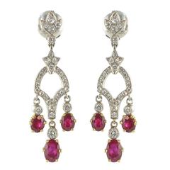 Sublime Ruby Diamond Gold Drop Earrings 12