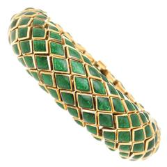 David Webb Enamel Gold Snake Scale Bracelet 11