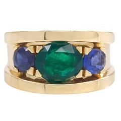 Sapphire Emerald Gold Band Ring
